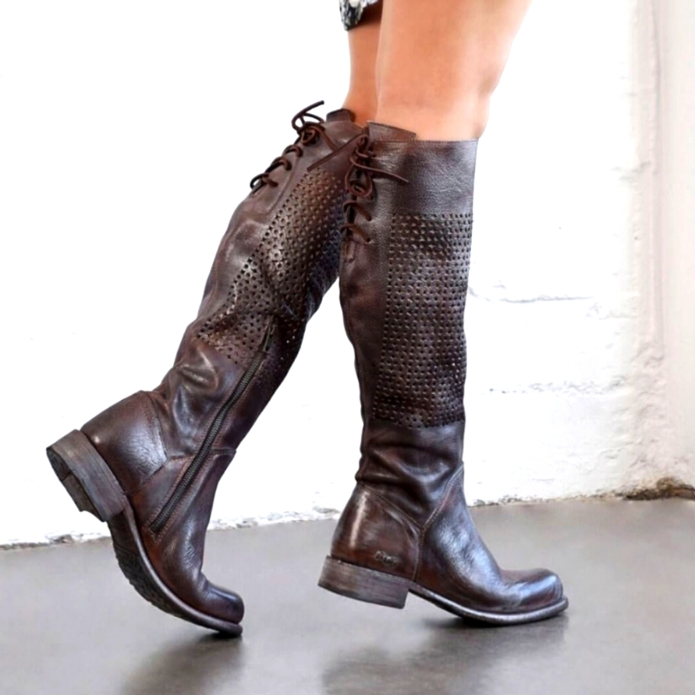 Bed I Stü Cambridge Teak Rustic Cut Out Leather Boots Size 9